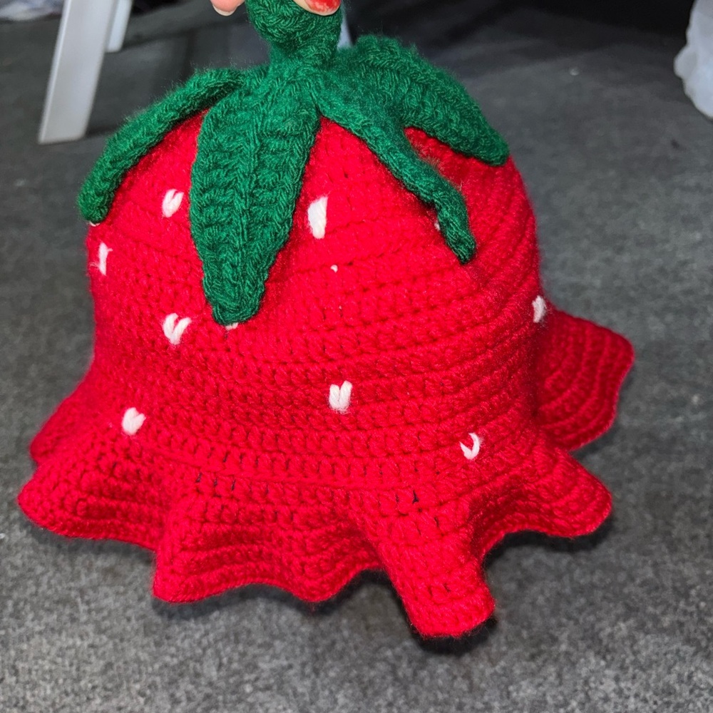 Red Strawberry Crochet Hat